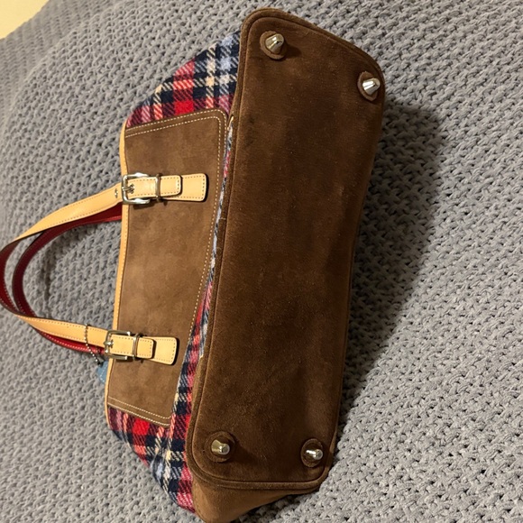 Vintage 2003 Coach Hamptons Tartan Wool Plaid and Suede Carryall - Picture 5 of 6